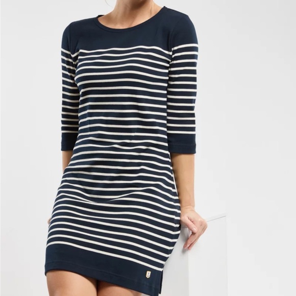Amour Lux Cotton Navy Striped Sailor Dress French Classic Preppy YachtStyle - Picture 12 of 12